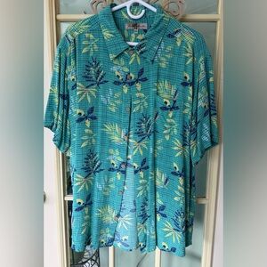 Tropical Teal Men's Casual Button Down Shirt